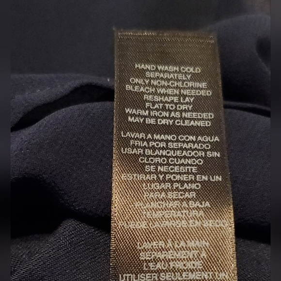 White House Black Market Navy Blue Sleeveless Blouse With Sheer Overlay Size M - Picture 7 of 7